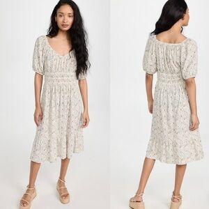 Nation Ltd NWT Fabia Shirred Floral Bohemian Cotton Midi Dress Size L